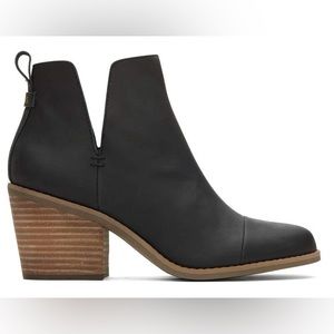Tom’s Everly Black Leather Cutout Heeled Boot